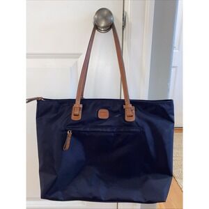 Bric's Milano X-Bag Ladies Travel Commuter Business Tote Blue Nylon Leather